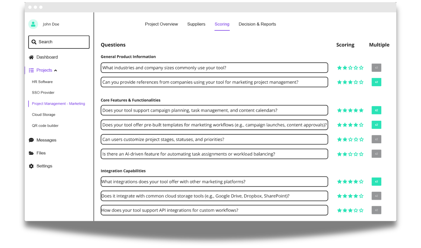 Mockup of the RFXchange solution, showcasing its digital interface for managing RFIs, RFQs, and RFPs efficiently